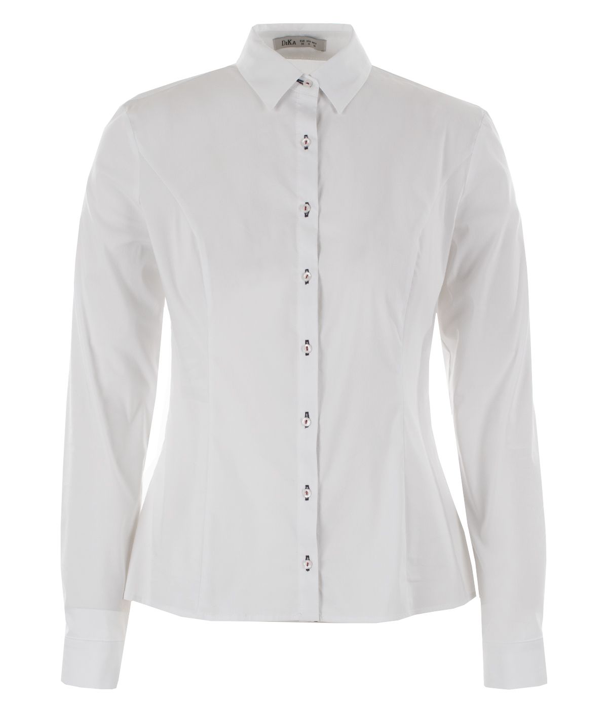 Fitted cotton shirt with contrasting buttonholes 0